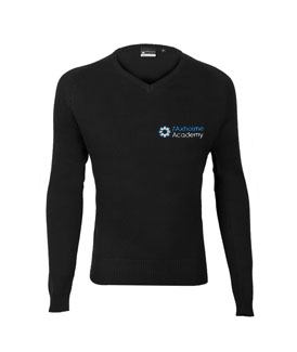 The Axholme Academy - Black Knitted V-Neck Jumper with Logo