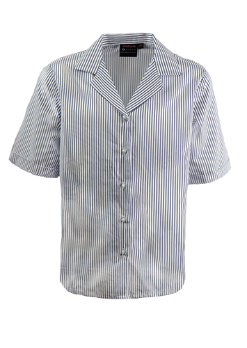 Girls School Blouse, in White with narrow Navy Pin Stripe