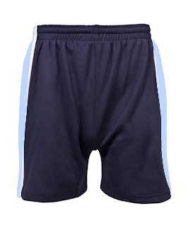 Navy with Sky Blue Side Panel Sports Shorts White