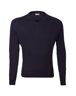 Smart Knitted V-Neck Jumper in NAVY (Unisex)
